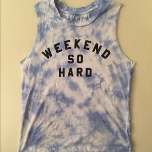 Tank top/ t-shirt, blue & white tie dye.